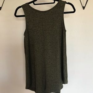 Dark Green and Black High Neck Tank Top